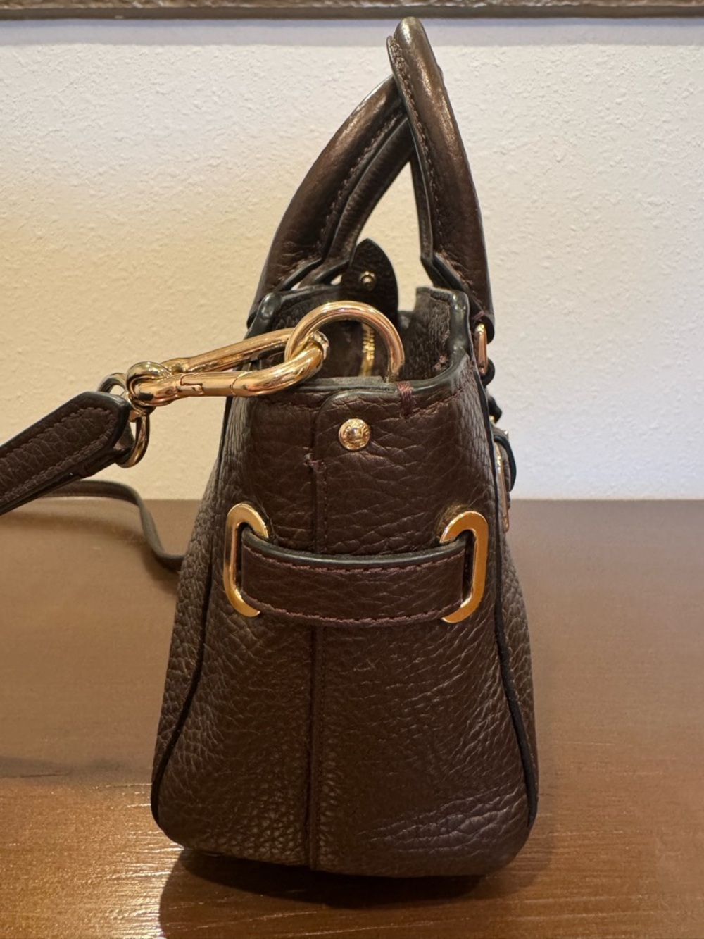 COACH Brown Pebbled Leather Satchel with Gold Hardware - like new condition. - Picture 7 of 14
